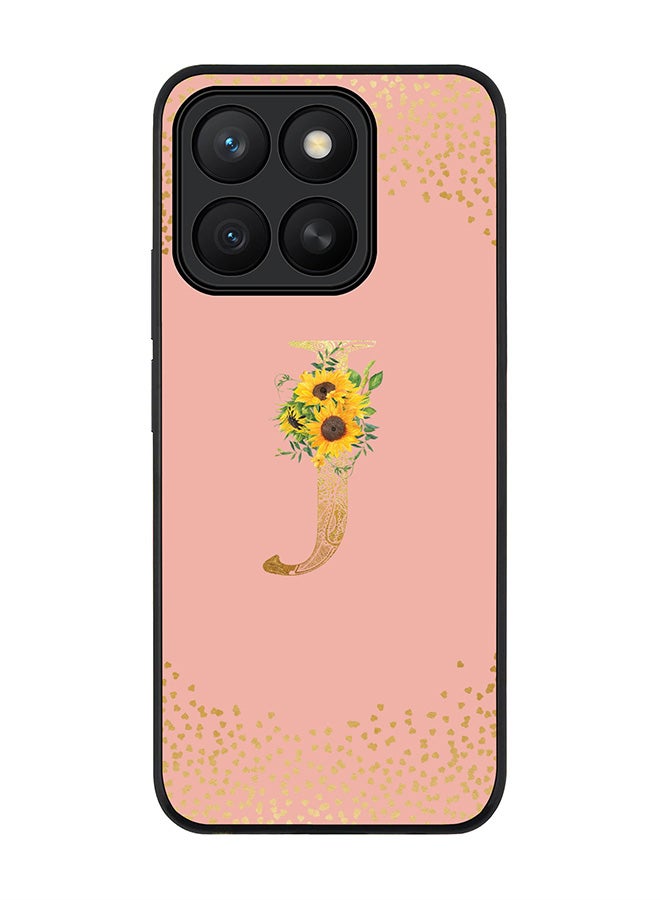 Stylizedd For Honor X8c Case,Slim fit Camera Protection, Shockproof Thin Phone cover  - Custom Floral Monogram - J  (Rose Pink )