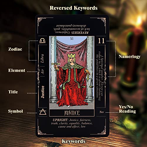 Fofeadm Tarot Cards Set with Guide BookLinen Carry BagChakra Stones 78 Classic Original Tarot Cards Deck Fortune Telling Game with Meanings on Them for Beginners to Expert - Image 5