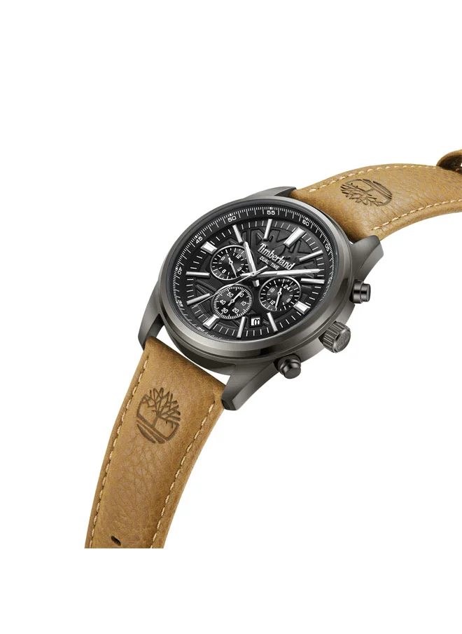 Timberland Northbridge 45 mm Men's Multifunction Watch Black Dial  & Brown Leather Strap