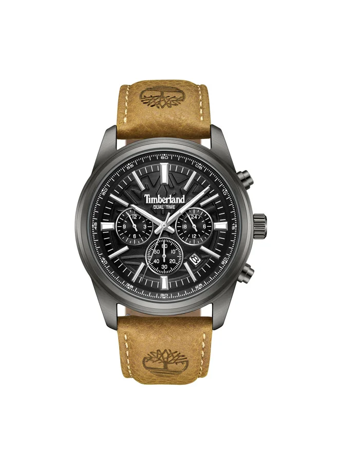 Timberland Northbridge 45 mm Men's Multifunction Watch Black Dial  & Brown Leather Strap