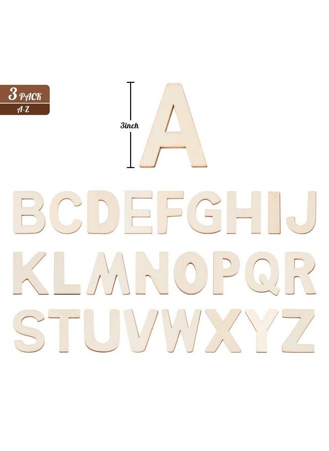 ilauke 3" Wooden Letters 78 Pcs Wood Alphabet Letters For Crafts Wood Letters Sign Decoration Unfinished Wood Letters For Letter Board/Wall Decor/Diy/Painted/Educational  - Image 3