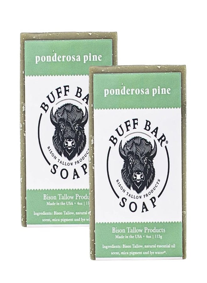 Big Crazy Buffalo Bison Tallow Buff Soap Bar, Ponderosa Pine, (2 pack - Scents of Pine, Cypress & Cedar - Cleans, Moisturizes, Soothes, Hydrates - No Dyes, Chemicals, or Preservatives - Image 1