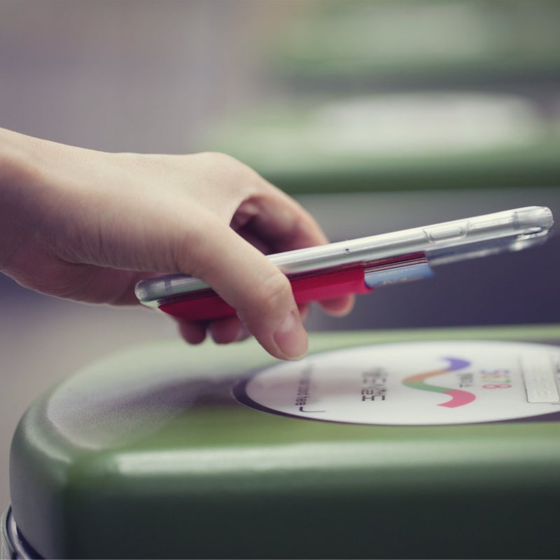 Sinjimoru Basic Cell Phone Wallet Stick on, Card Holder for Back of Phone Working as Adhesive Stretchy iPhone Wallet. Sinji Pouch Basic 2 Grey - Image 4