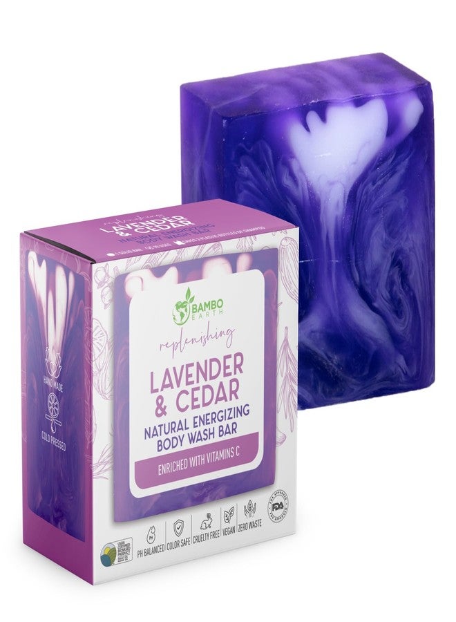 BAMBOEARTH Solid Moisturizing Body Wash Bar Soap - Natural Dry Gel Bodywash Shower Bars With Plant Based Essential Oil And Zero Waste Packaging - Use With Hair Shampoo & Conditioner (Lavender & Cedar) - Image 1