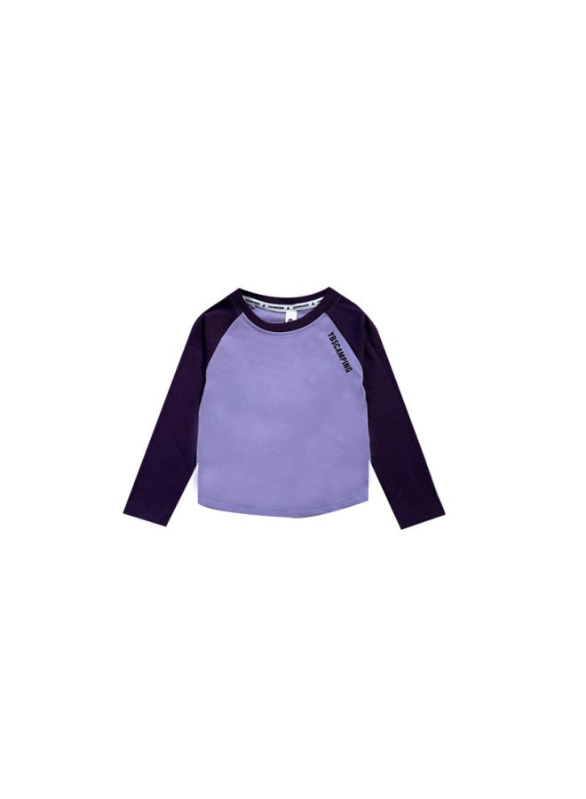 Children's Long-sleeved T-shirt  Spring New Style Girls' Color-block Raglan Sleeve T-shirt Versatile Girls' Slim-fit Round-neck Top