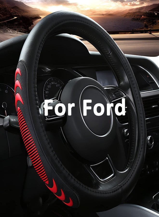 Yangday Leather Steering Wheel Cover for Dodge Ram 1500 2500 3500, 15.5-16 Inches Car Steering Wheel Cover with Anti-Slip Massage Particle (Red) - Image 1