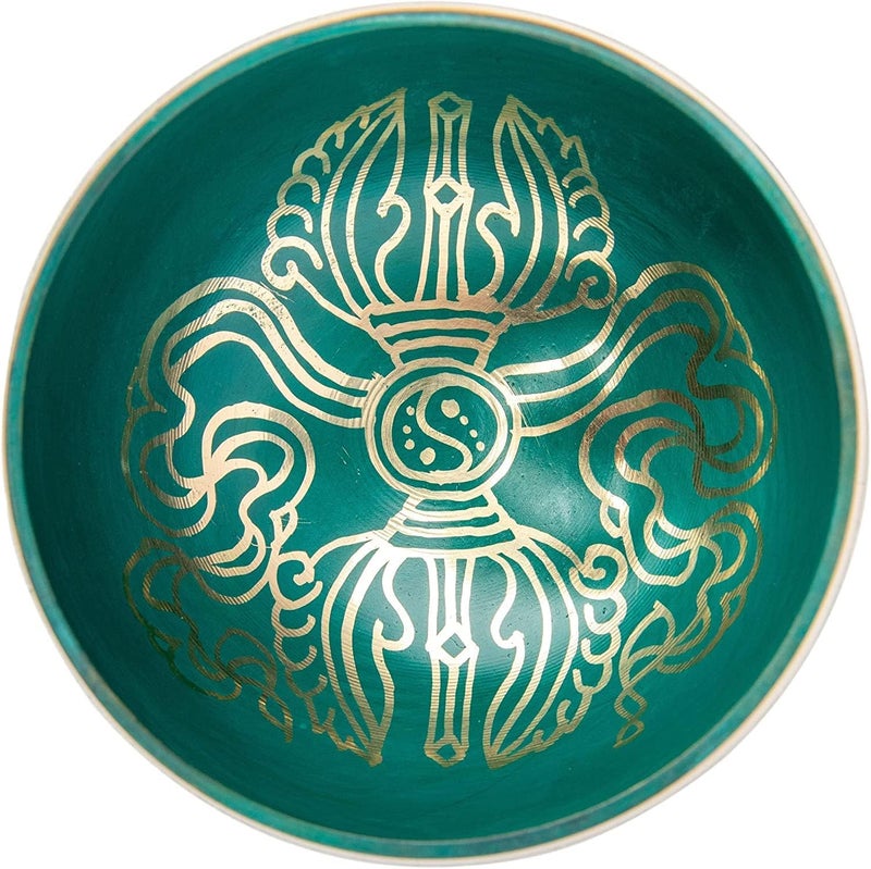 HIMALAYAN BAZAAR Tibetan Singing Bowl Set - Authentic Handcrafted Mindfulness Meditation Holistic Sound 7 Chakra Healing by Himalayan Bazaar (Turquoise) - Image 4