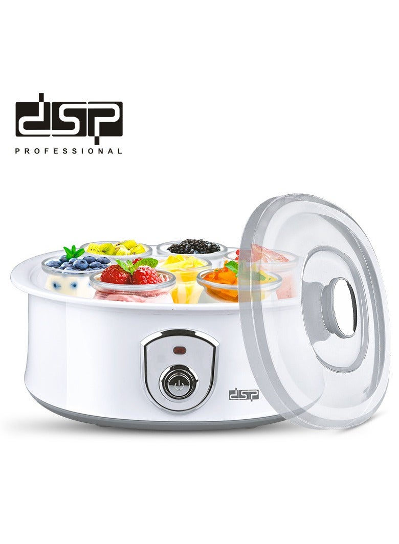 دي اس بي آلة صنع الزبادي الأوتوماتيكية بسعة 1.5 لتر – جهاز تخمير ذكي للاستخدام المنزلي مع 7 أكواب زجاجية، تحكم بدرجة الحرارة الثابتة، وضوء مؤشر لتحضير زبادي طازج وصحي - Image 1