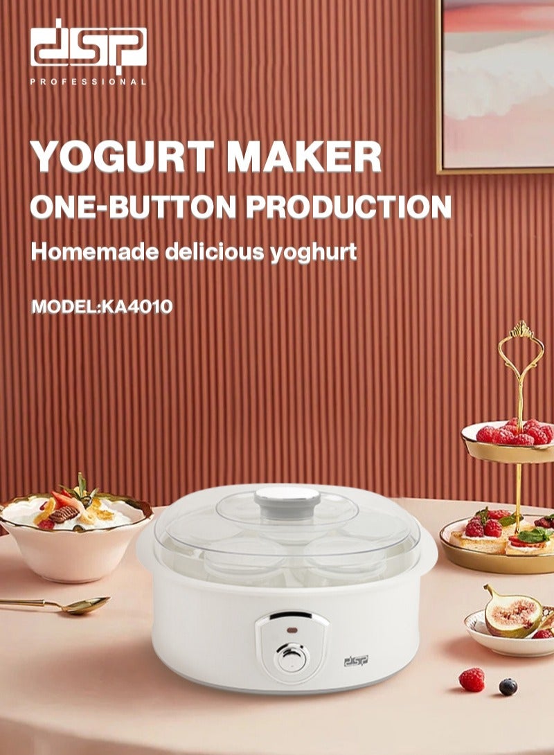 دي اس بي آلة صنع الزبادي الأوتوماتيكية بسعة 1.5 لتر – جهاز تخمير ذكي للاستخدام المنزلي مع 7 أكواب زجاجية، تحكم بدرجة الحرارة الثابتة، وضوء مؤشر لتحضير زبادي طازج وصحي - Image 2