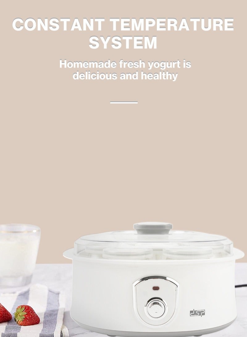 دي اس بي آلة صنع الزبادي الأوتوماتيكية بسعة 1.5 لتر – جهاز تخمير ذكي للاستخدام المنزلي مع 7 أكواب زجاجية، تحكم بدرجة الحرارة الثابتة، وضوء مؤشر لتحضير زبادي طازج وصحي - Image 5