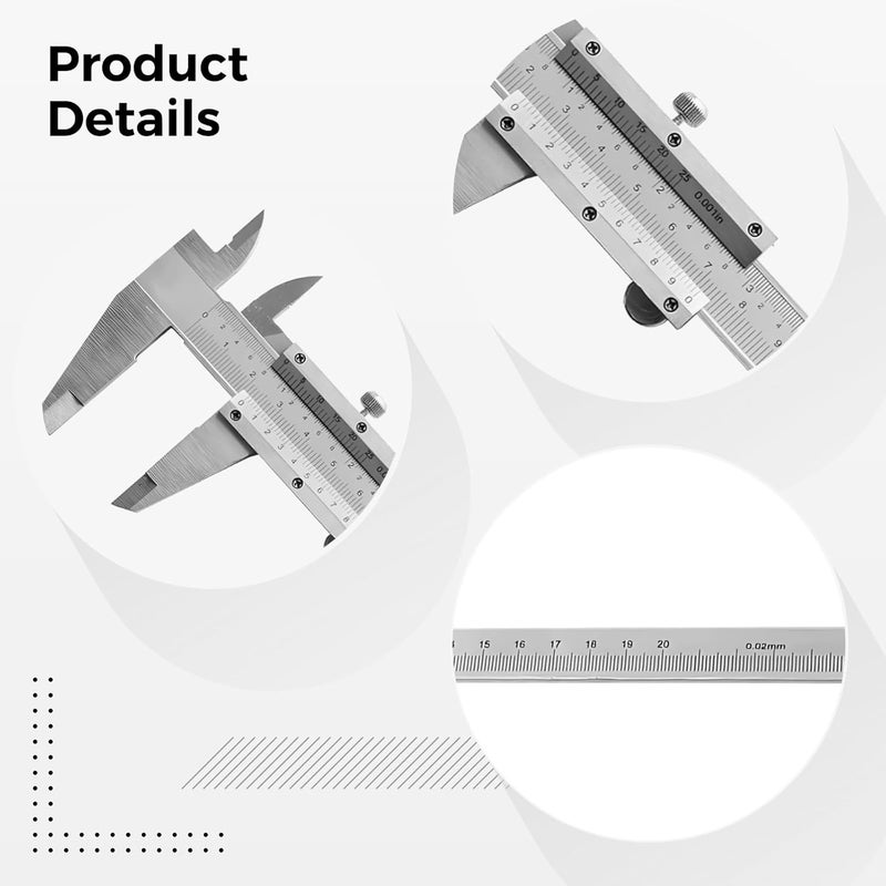فرجار الفولاذ المقاوم للصدأ 200 مم، أداة قياس عالية الدقة للعمق والقطر الداخلي والخارجي - Image 3