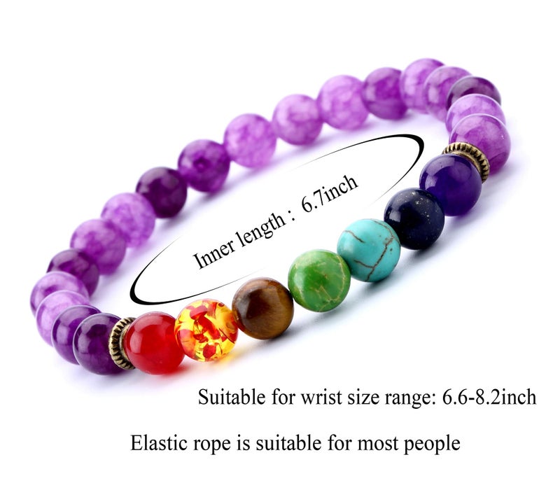 Hamoery Men Women 8mm Lava Rock 7 Chakra Beads Chakra Bracelet Braided Rope Natural Stone Yoga Bracelet Bangle - Image 4
