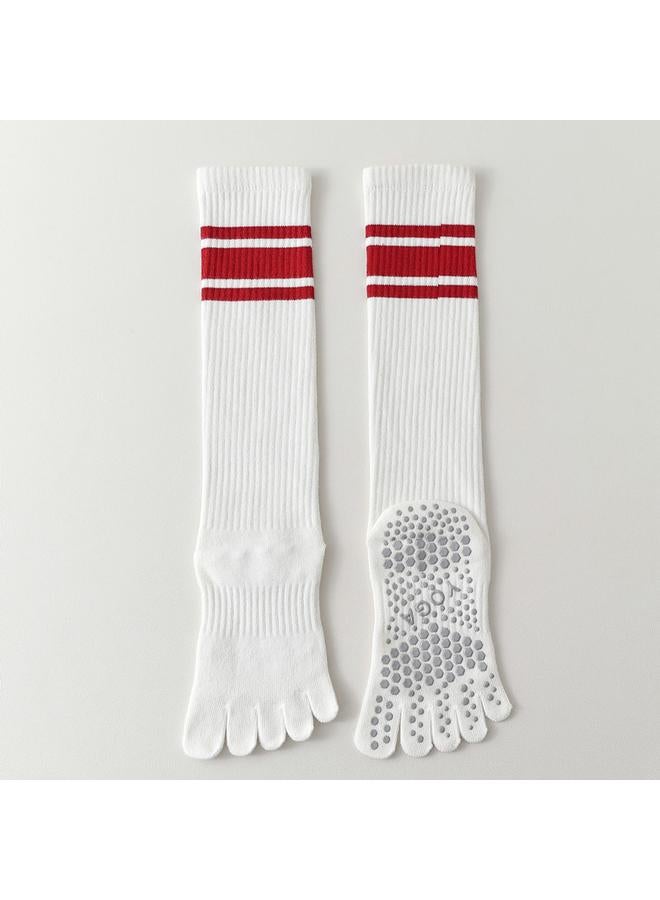 Bluejw Long Tube Five-finger Yoga Socks With Split Toe Professional Non-slip Pilates Pressure Calf Socks Women's Spring And Autumn Sports Cotton Socks - Image 1