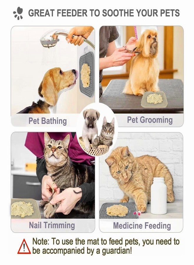 Lesipee Licking Mat for Dogs & Cats 2 Pack, Slow Feeder Lick Pat, Dishwasher Safe, Anxiety Relief Dog Toys Feeding Mat for Butter Yogurt Peanut, Pets Supplies Bathing Grooming Training Calming Mat - Image 5