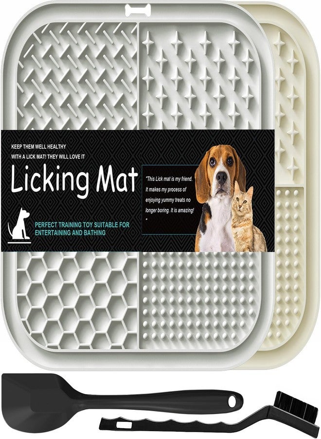 Lesipee Licking Mat for Dogs & Cats 2 Pack, Slow Feeder Lick Pat, Dishwasher Safe, Anxiety Relief Dog Toys Feeding Mat for Butter Yogurt Peanut, Pets Supplies Bathing Grooming Training Calming Mat - Image 1