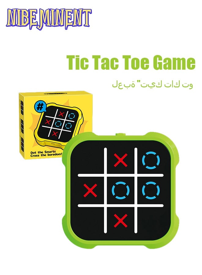 NIBEMINENT Tic Tac Toe Game, 4 in 1 Handheld Educational Game Machine, Electronic Tic Tac Toe Game for Education and Memory Growth, Home, Toy Board Game for Kids and Adults (Green)  - Image 1