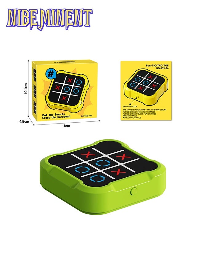 NIBEMINENT Tic Tac Toe Game, 4 in 1 Handheld Educational Game Machine, Electronic Tic Tac Toe Game for Education and Memory Growth, Home, Toy Board Game for Kids and Adults (Green)  - Image 3