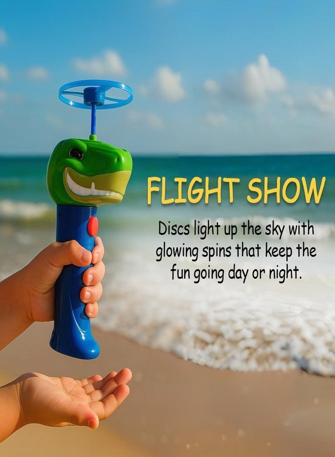 Spinz Night Shark Flying Disc Launcher, Light Up Propeller Outdoor Toy with Dinosaur Head and 2 Spinning Discs, Flies Over 30 Ft, 5+ Years - Image 3