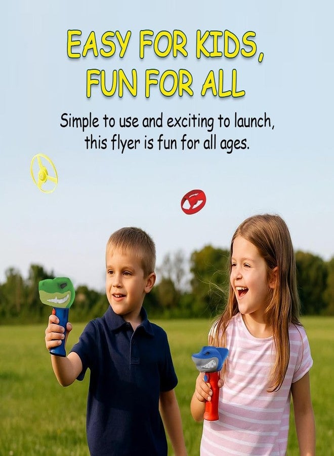 Spinz Night Shark Flying Disc Launcher, Light Up Propeller Outdoor Toy with Dinosaur Head and 2 Spinning Discs, Flies Over 30 Ft, 5+ Years - Image 4
