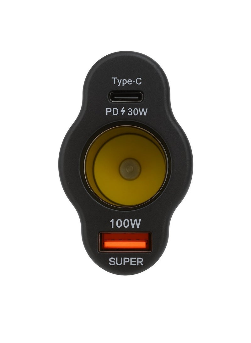 120W Dual USB Car Charger with Fast Charging, 3-Port Design, Compatible with Mobile Phone and Dash Cam, Black - Image 3