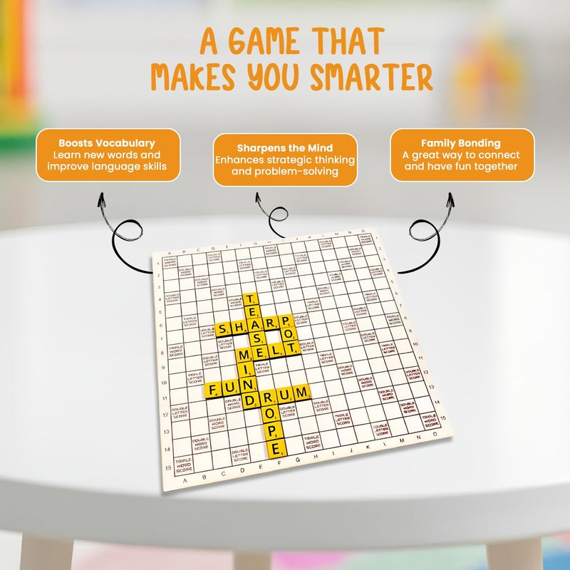 Braintastic لعبة وورد لورد سكرابل لـ 2-4 لاعبين، تعليم بناء الكلمات وتعلم المفردات للأطفال والبالغين، مثالية للمنزل والسفر - Image 3