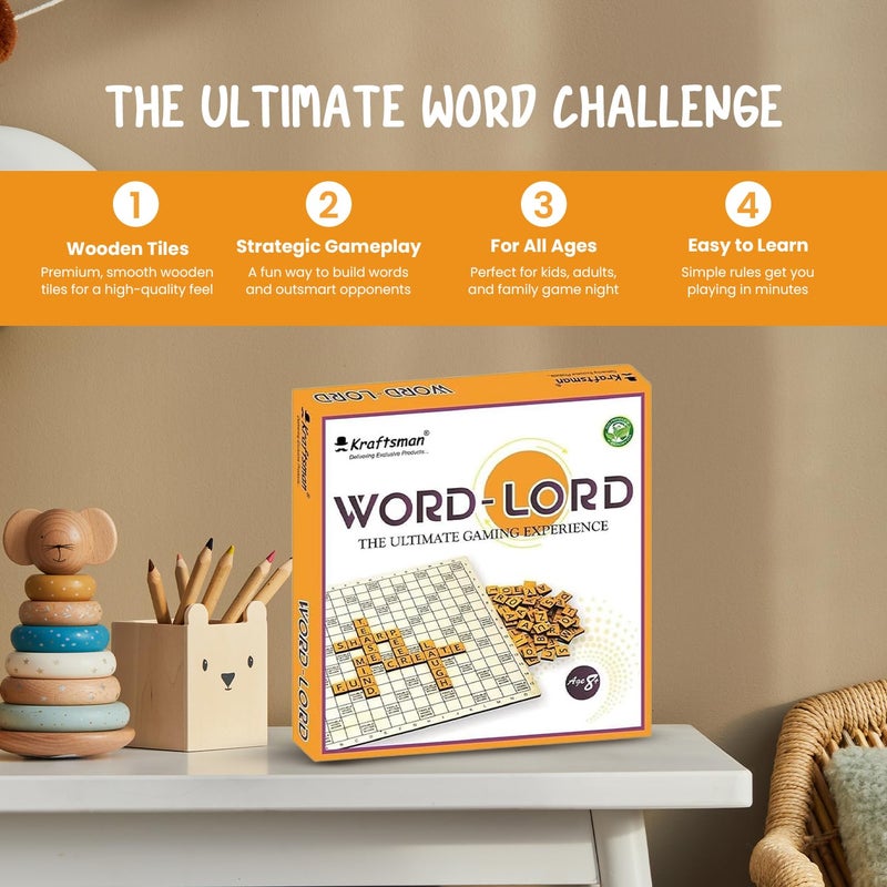 Braintastic لعبة وورد لورد سكرابل لـ 2-4 لاعبين، تعليم بناء الكلمات وتعلم المفردات للأطفال والبالغين، مثالية للمنزل والسفر - Image 2