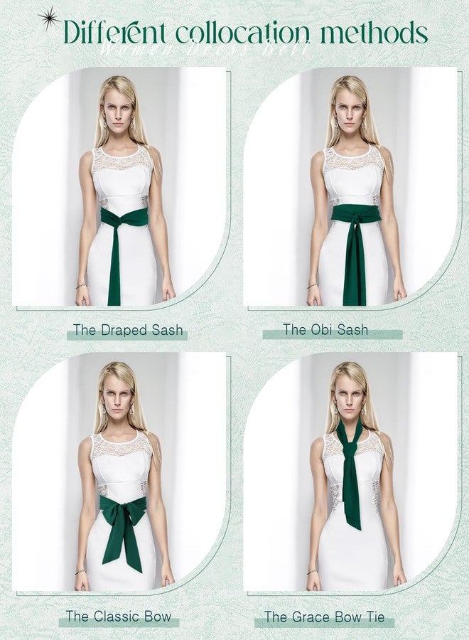 Glitopper Women Chiffon Sash Belt Dress Sash Waist Bridal Wedding Belt 50s Accessories 3'' Wide, Dark Green, approx. 3 x 98 inches/ 7.5 x 250 cm - Image 5