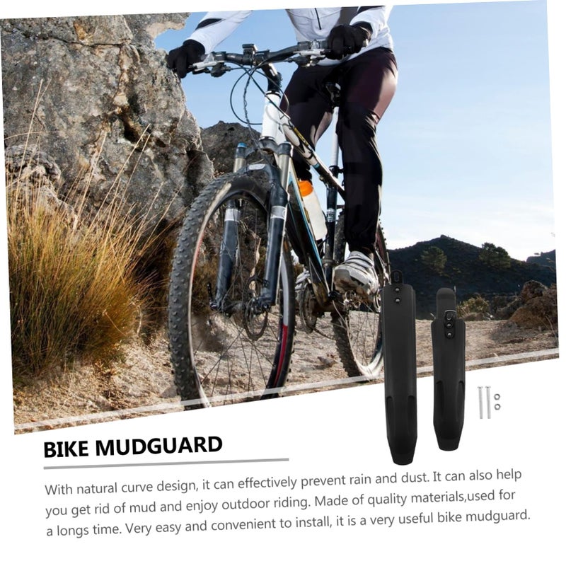 Front and Rear Mountain Bike Mudguards Set of 2 Black Splash Protection for Outdoor Cycling - Image 4