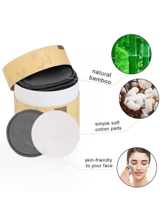 UNIMEIX - 20 Pack Reusable Makeup Remover Pads Bamboo Reusable Cotton Rounds Organic Cotton Pads For Face Facial Cleansing Wipes With Washable Laundry Bag (Blackwhite) - Image 1