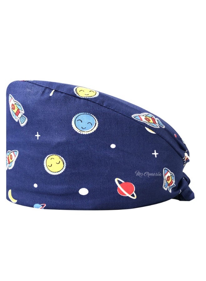 NIBEMINENT Cartoon Doctor Operating Room Pattern Printed Nursing Head Cap Lab Scrub Pet Hospital Surgical Hat Unisex Dentist Scrub Cap