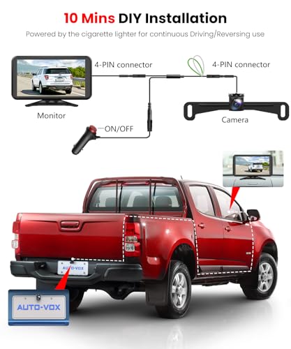 AUTO-VOX Backup Camera for Car Easy Setup Plug-Play: 4.8" 1080P No-Delay Clear Night Vision Rear View Camera, IP69K Waterproof 3X Zoom Back Up Camera Systems for Truck SUV Pickup Van - Image 3