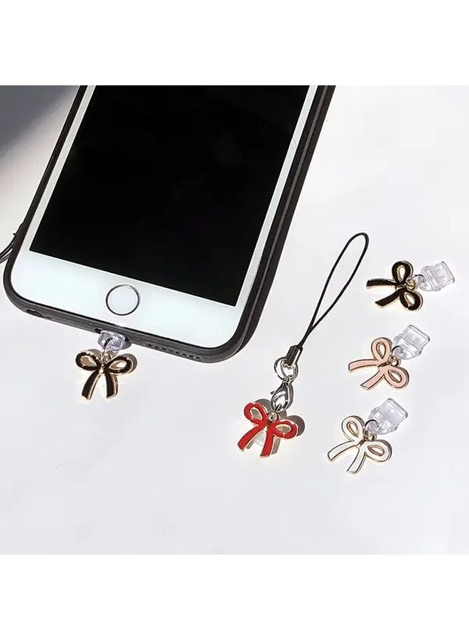 Red Minimalist Bow Shaped Phone Dust Plug For iPhone 6 14 Pro Max With Storage Lanyard - Image 4