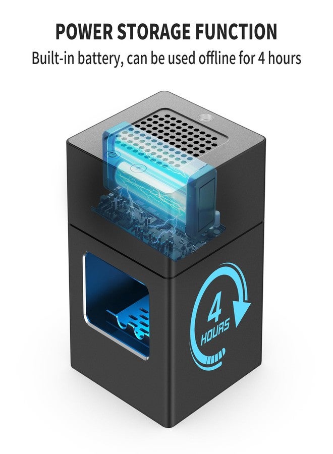 VTAR Rechargeable Mini Ashtray with Lid,Detachable Ash tray with Lighter,Aluminum Smokeless Trash Can with USB Line,Portable Ashtray with LED Blue Light (Black) - Image 3