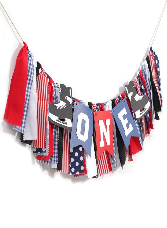 HIKLO Hockey 1st Birthday High Chair Banner - Hockey Skate Party Banner, Ice Hockey First Birthday Decoration, Match Theme Party Supplies, Sports Birthdays Cake Smash Photo Props - Image 1