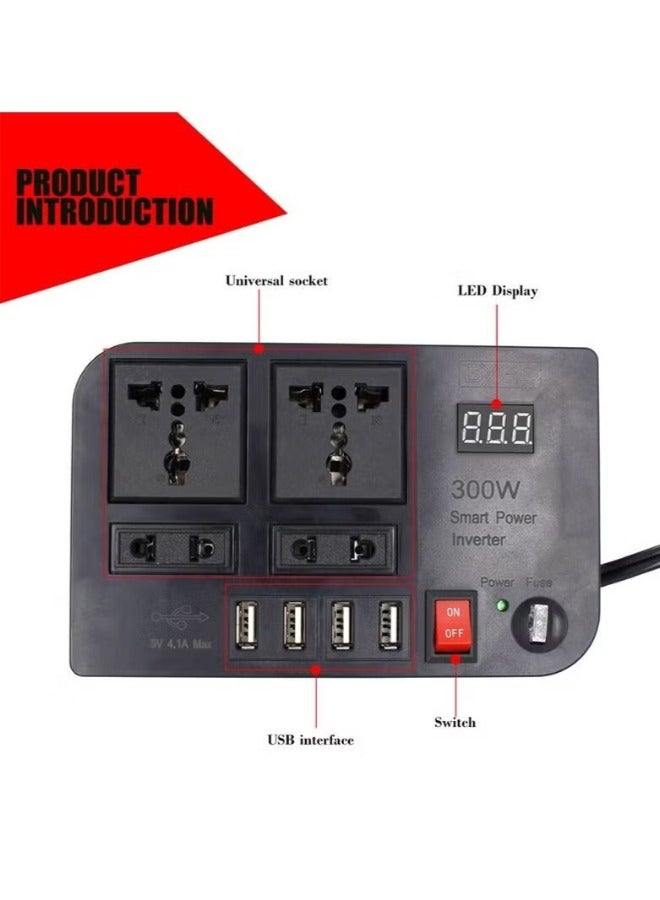 ACLIX 300W Car Inverter Inversor DC 12V To AC 220V Car Lighter Power Adapter Converter Splitter 4 USB Charger Fast Charging - Image 4
