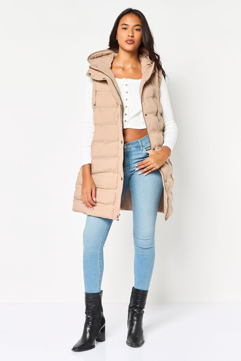 BCBGeneration Women Plain Puffer Jacket, Beige - Image 2