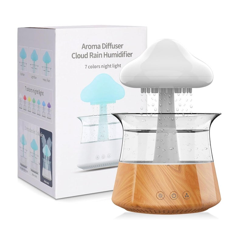 cjc Cloud Rain Humidifiers for Bedroom Large Room Essential Oil Diffuser with 7 Colors LED Lights Whole House CoverageAuto ShutOffIt Can Work for Up to 810 Days with Full Water Wood Grain - Image 1