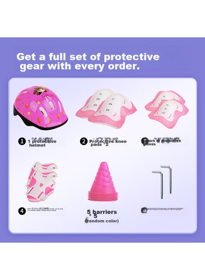 Evervon Roller Skates For Children, Inline Skates For Boys And Girls, Kj-337 Pink With Protective Gear And Helmet, Size S Fits 31-34 - Image 5