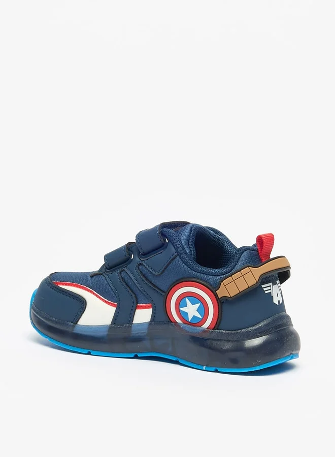 MARVEL Marvel Boys' Captain America Print Sneakers with Hook and Loop Closure