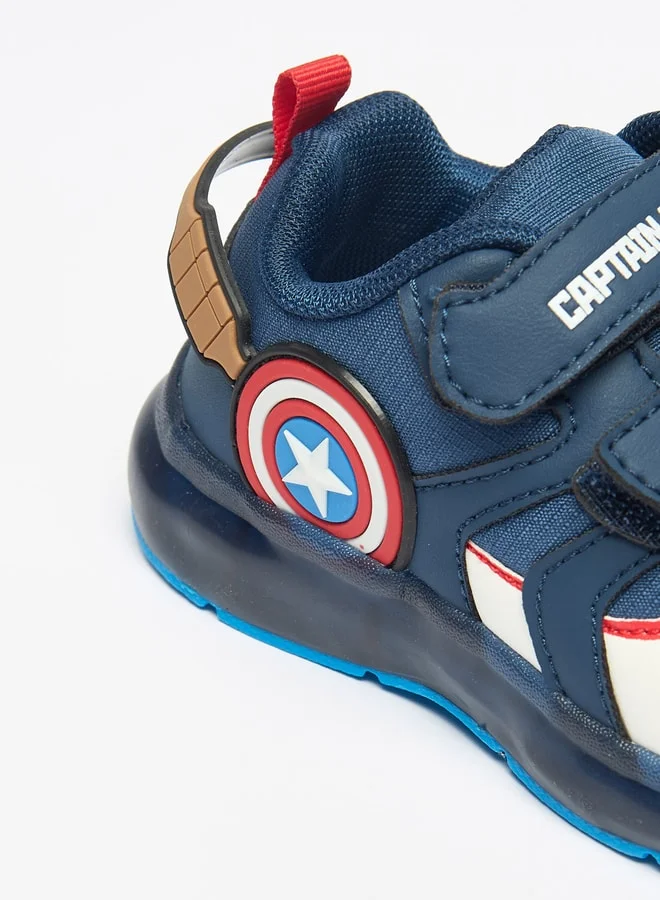 MARVEL Marvel Boys' Captain America Print Sneakers with Hook and Loop Closure