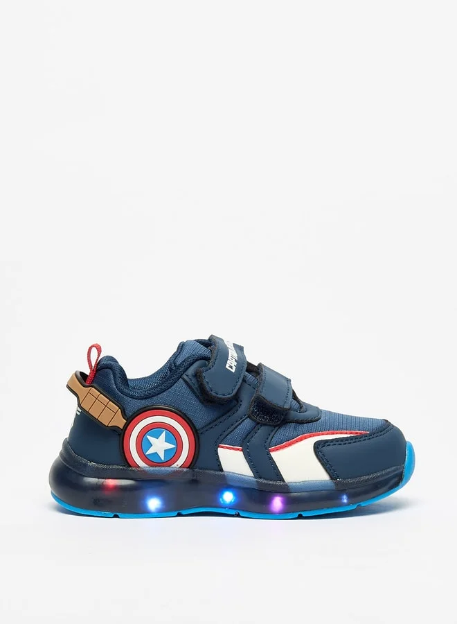 MARVEL Marvel Boys' Captain America Print Sneakers with Hook and Loop Closure