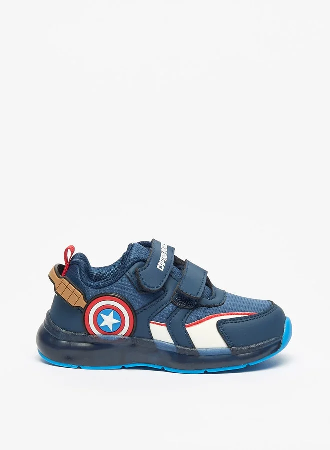 MARVEL Marvel Boys' Captain America Print Sneakers with Hook and Loop Closure