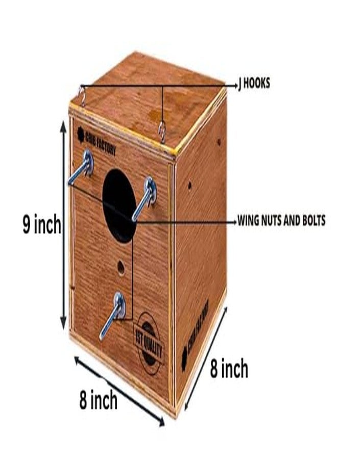 CRIB FACTORY CRIBFACTORY | African Love Birds BREEDING Box with Tray 8 X 8 X 9 INCH Premium Selected Plywood - Image 2