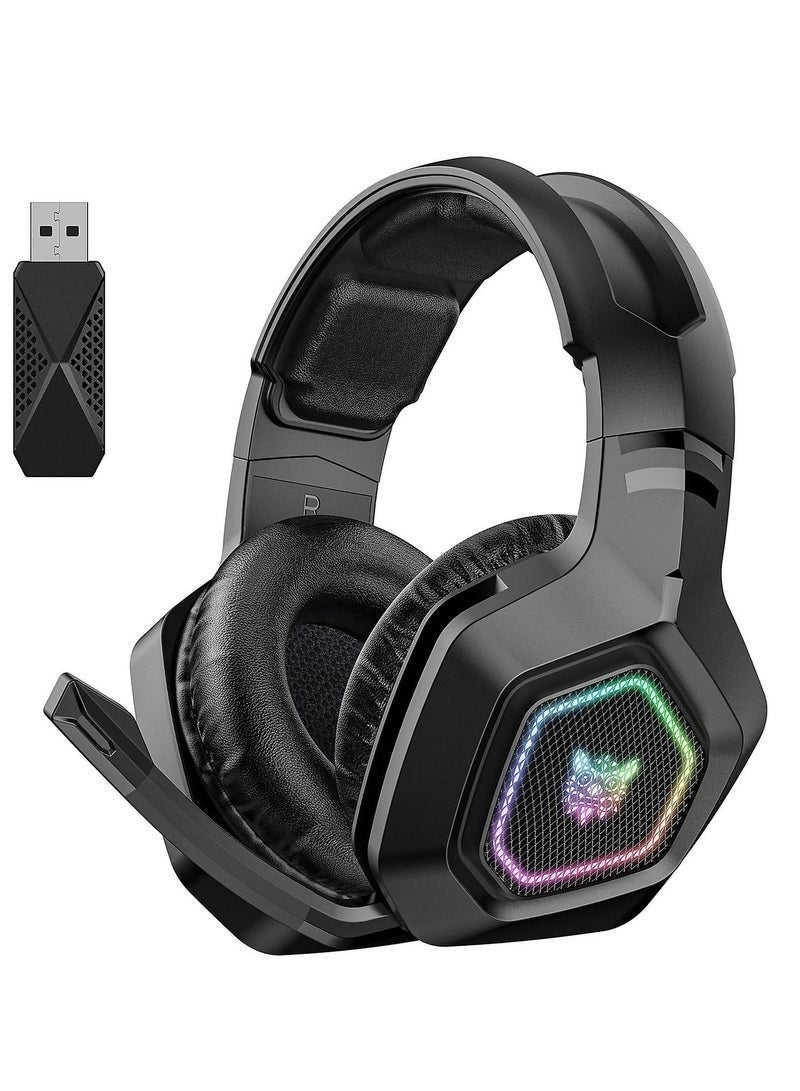 onikuma B100 E-sports Gaming Headset, 2.4G Wireless Bluetooth 5.3 & Wired Over-ear Headphones with RGB Light - Image 1