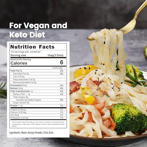 Hethstia Konjac Noodles, 10 Packs Shirataki Noodle Fettuccine Shape Pasta - Keto, Vegan, Gluten Free, Low Carb, Sugar-Free, Low-Calorie for Healthy Diets, Ready-to-Eat - Image 2
