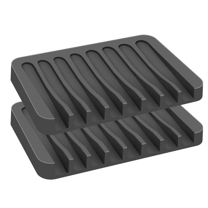 2PCS KAJUDA Self Draining Soap Dishes Premium Silicone Soap Holder  Saver for Shower Bathroom Bath Tub Razor Sponges Bar Soap Dish to Keep Soap Dry Can Extend Soap Life Easy Clean Grey