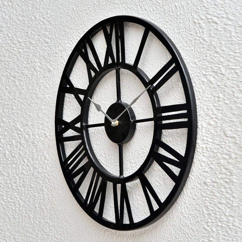 Vintage Clock ساعة حائط حديدية عتيقة 40 × 40 سم سوداء - Image 2