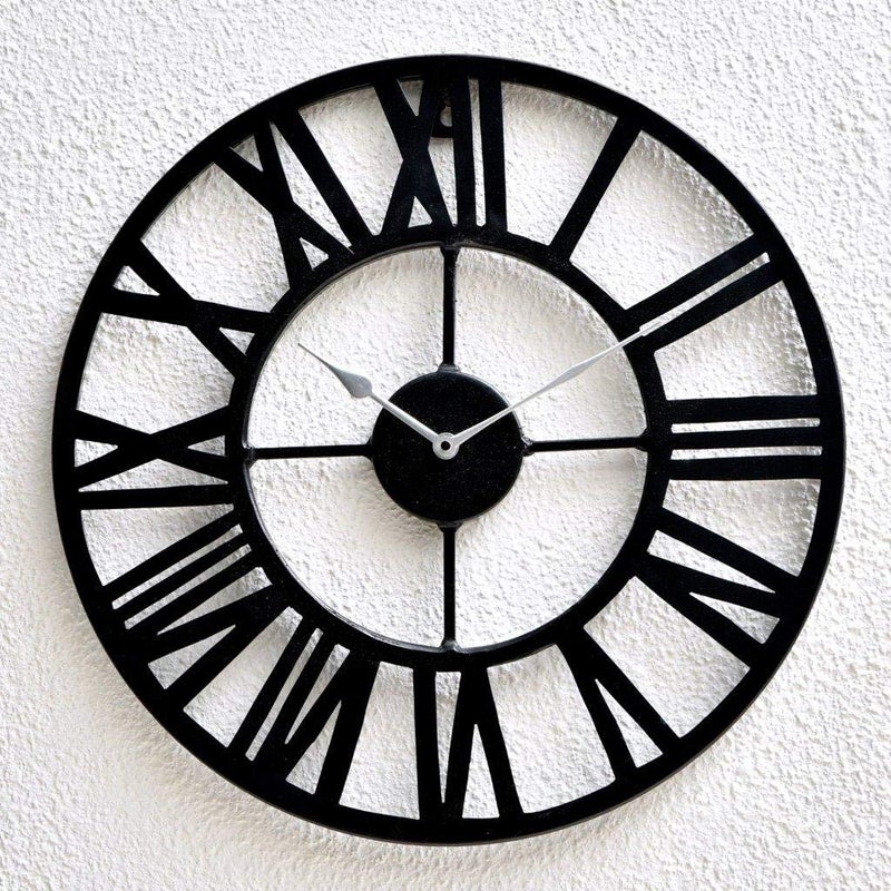 Vintage Clock ساعة حائط حديدية عتيقة 40 × 40 سم سوداء - Image 4