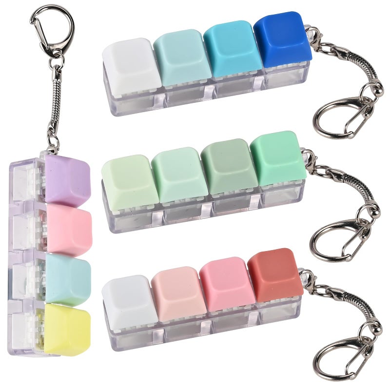 GOLDGE 4 Pack Keyboard Fidget Toy 4in1 Keyboard Keychain Silent Fidget Toys Button Stress Relief Clicker Toys for Adults Calm Anxiety Focus Boost Portable Sensory StressRelief Fidget Gifts - Image 3