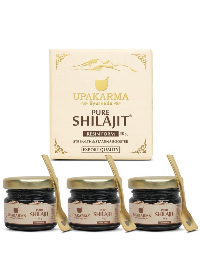 UPAKARMA Pure Shilajit Resin 30g | 300mg/serving | Extensive Global Sourcing | Boosts Stamina & Strength | Lab-Tested Purity | 100 Servings | Pack of 3 - Image 1